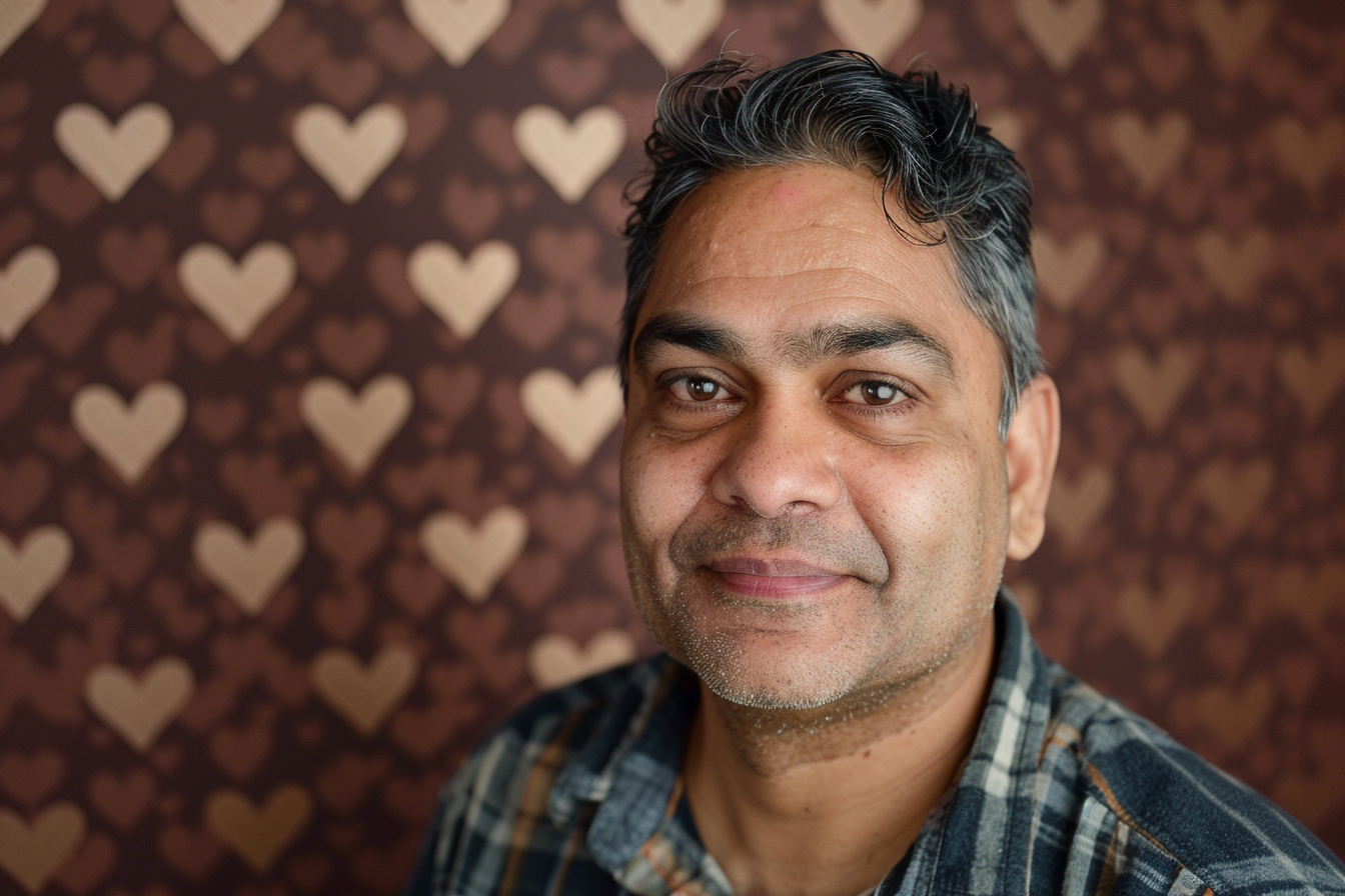 Image gratuite Père indien yeux marrons fête pères fond marron 1