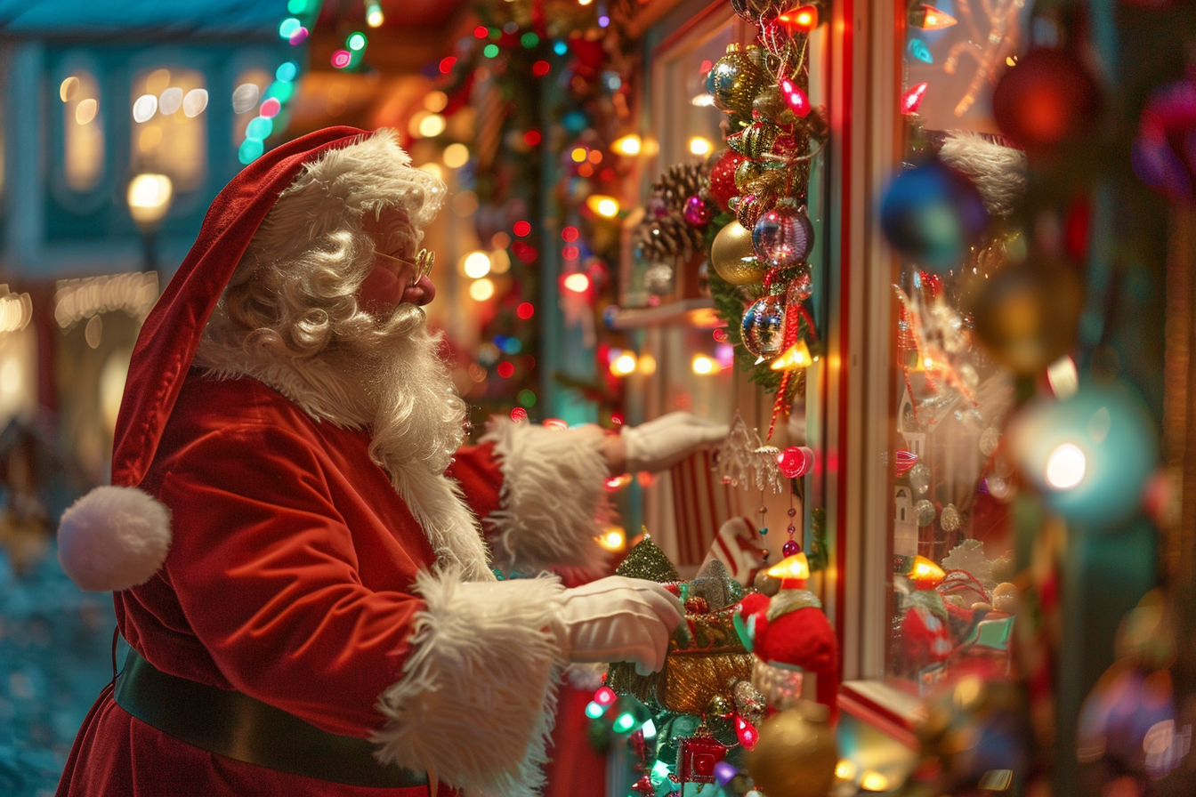 Image gratuite Père Noël et lutins décorant pôle Nord 2