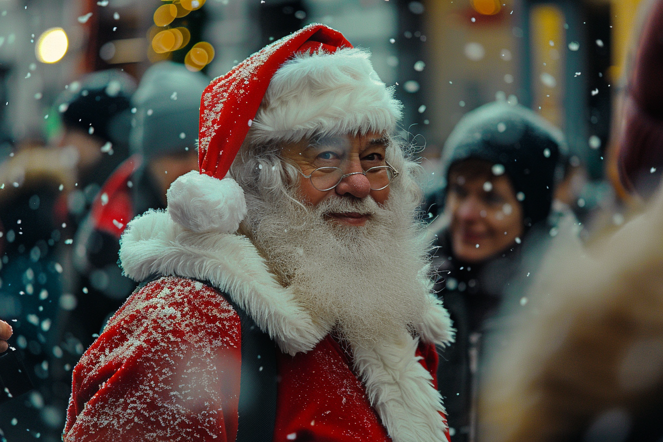 Image gratuite Père Noël répandant joie dans ville animée 3