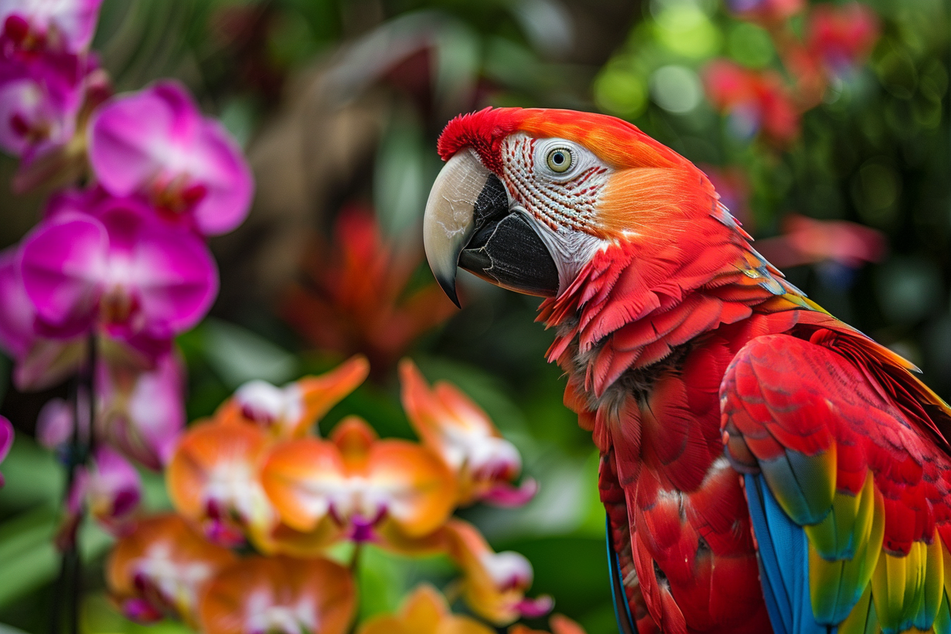 Image gratuite Perroquet explorant jardin tropical 2