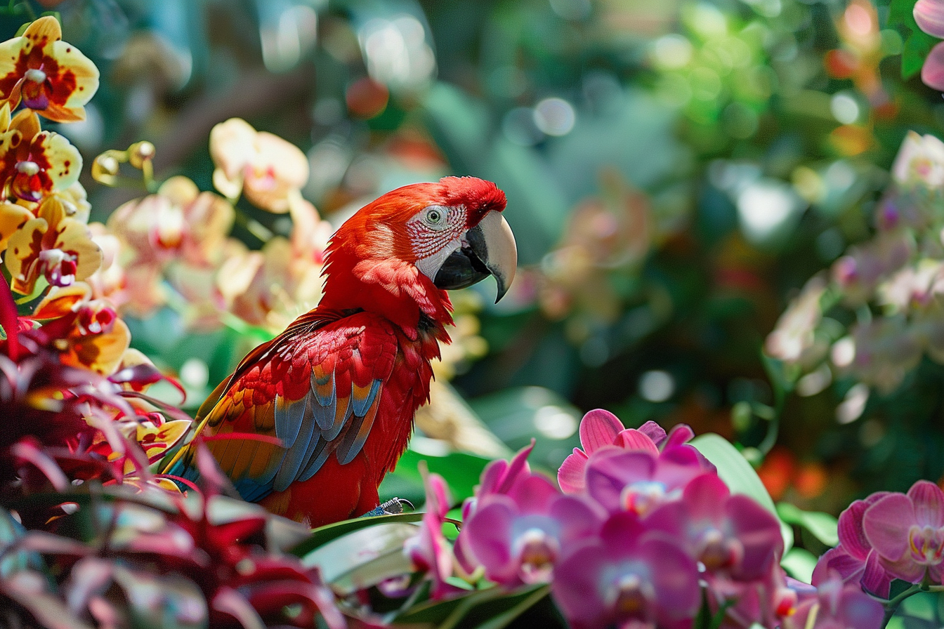 Image gratuite Perroquet explorant jardin tropical 3