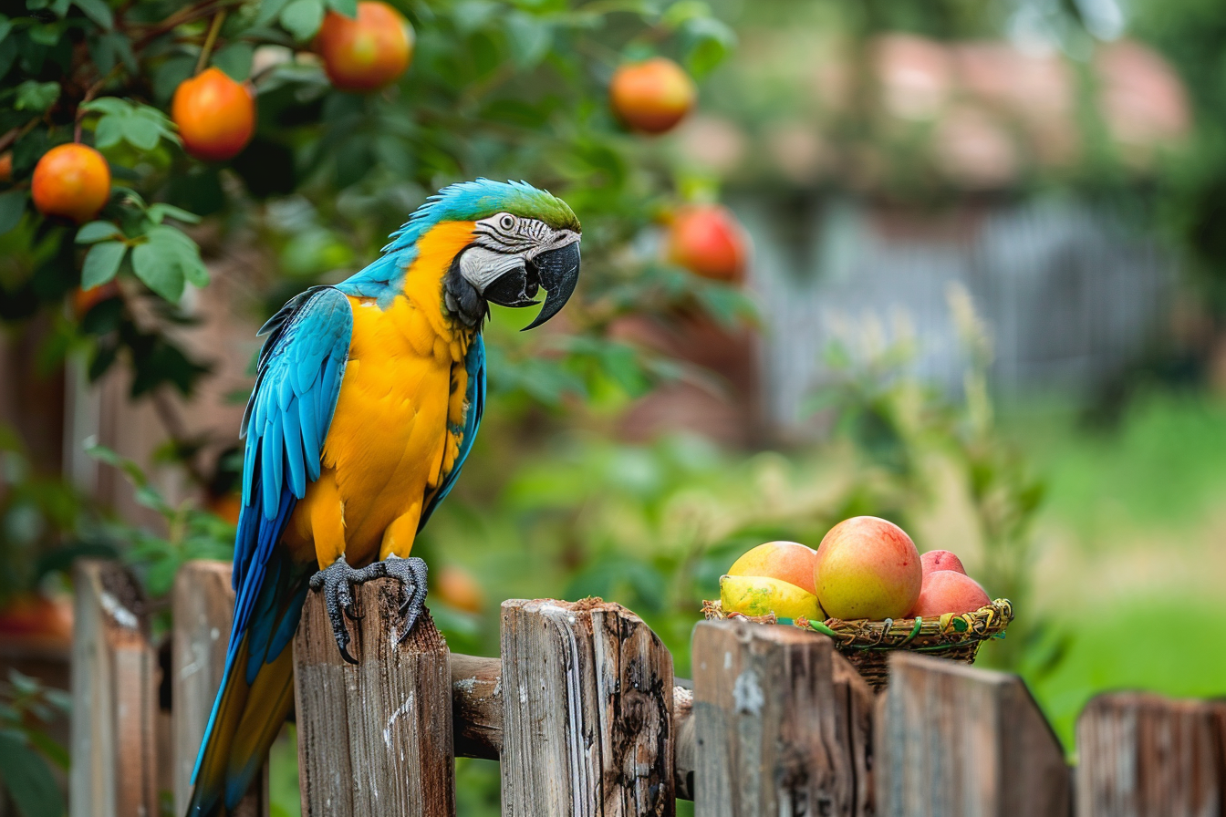 Image gratuite Perroquet joueur sur clôture en bois 1