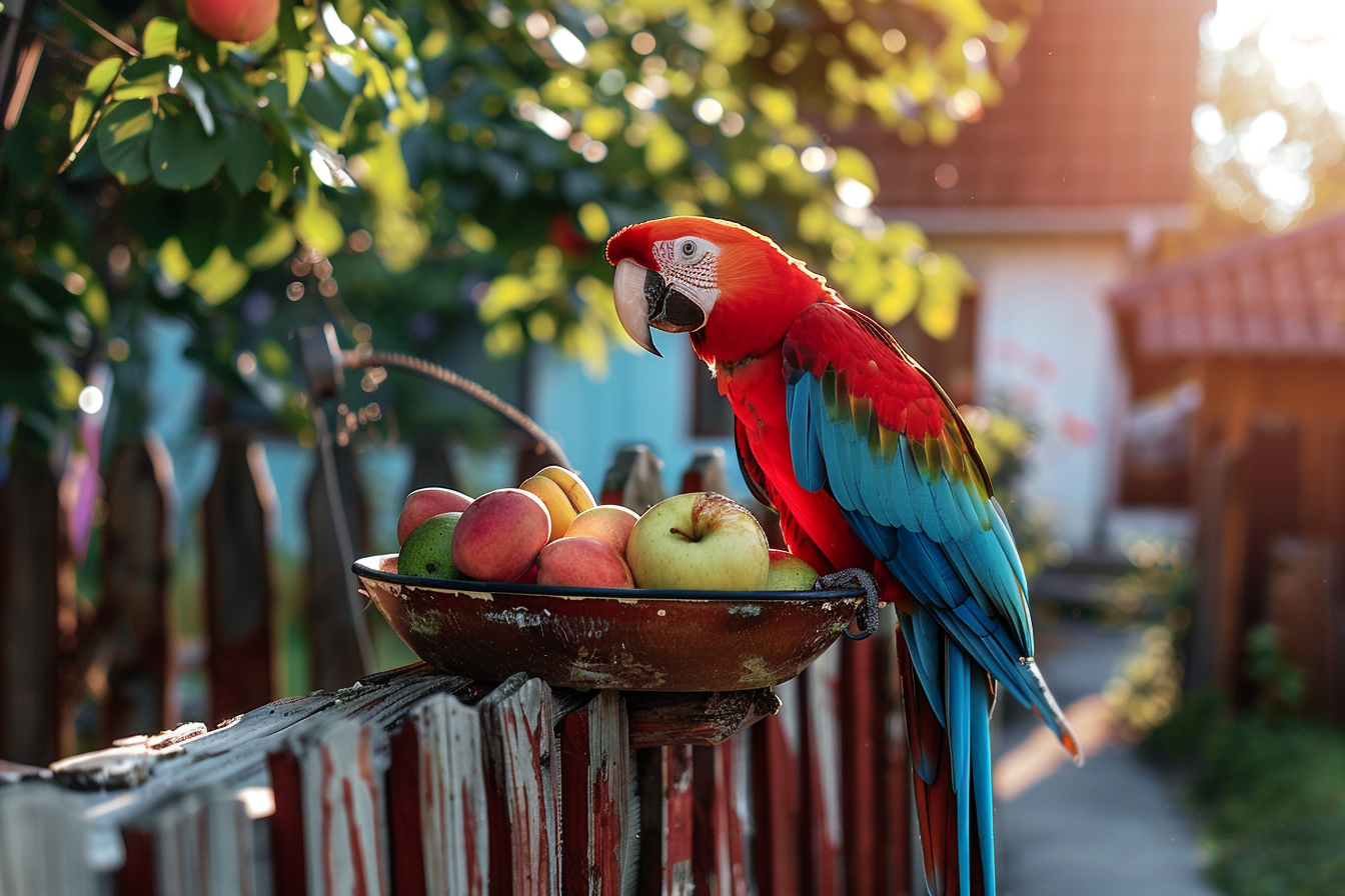Image gratuite Perroquet joueur sur clôture en bois 3