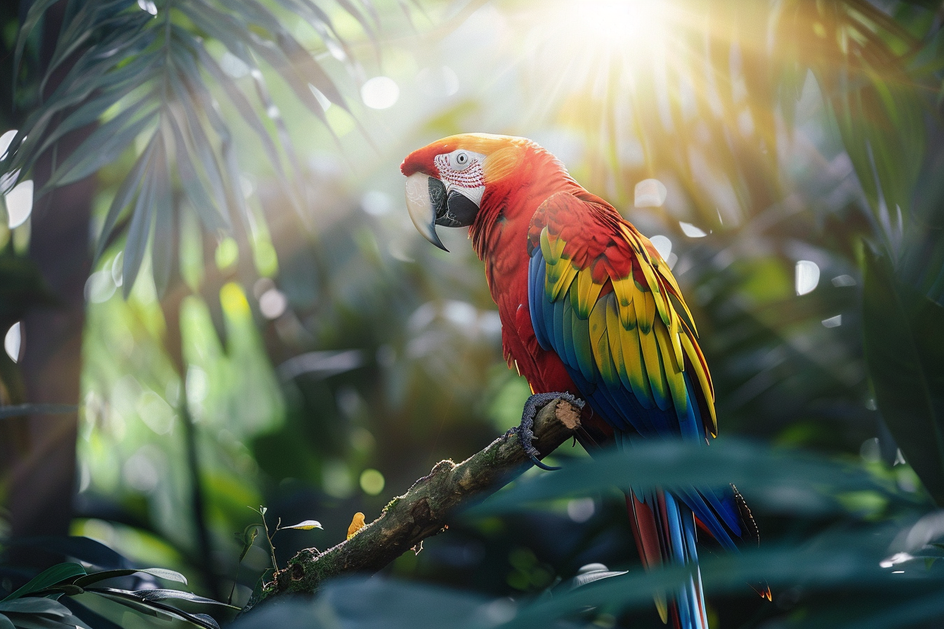 Image gratuite Perroquet sur une branche tropicale 1