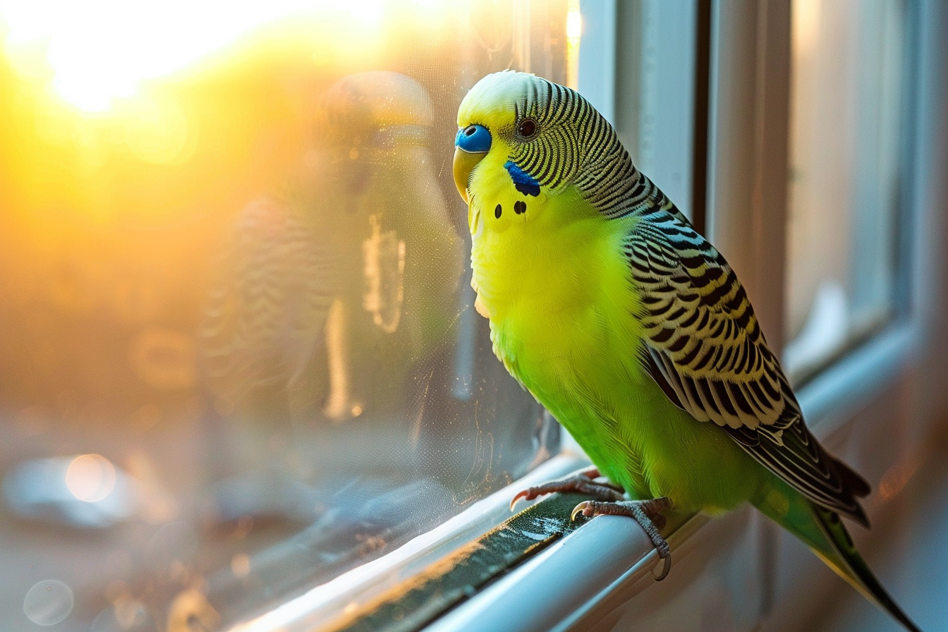 Image gratuite Perruche chantant au lever du soleil 1