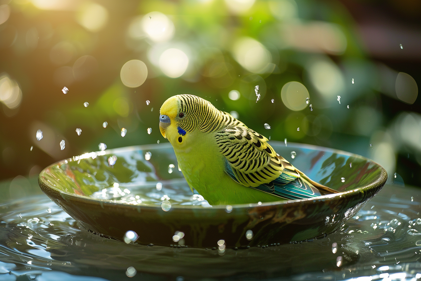 Image gratuite Perruche prenant un bain 2