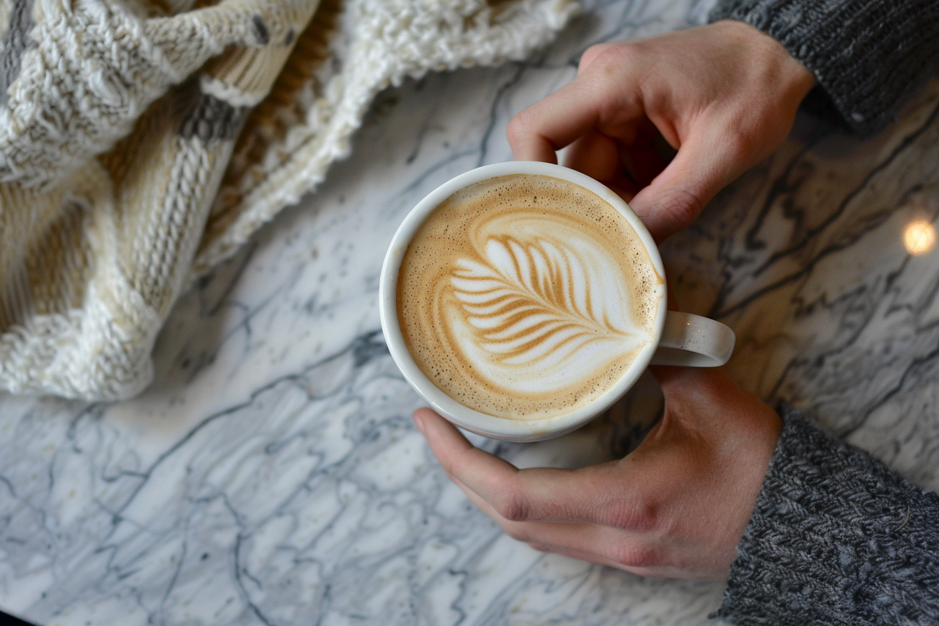 Image gratuite Personne buvant du cappuccino 1