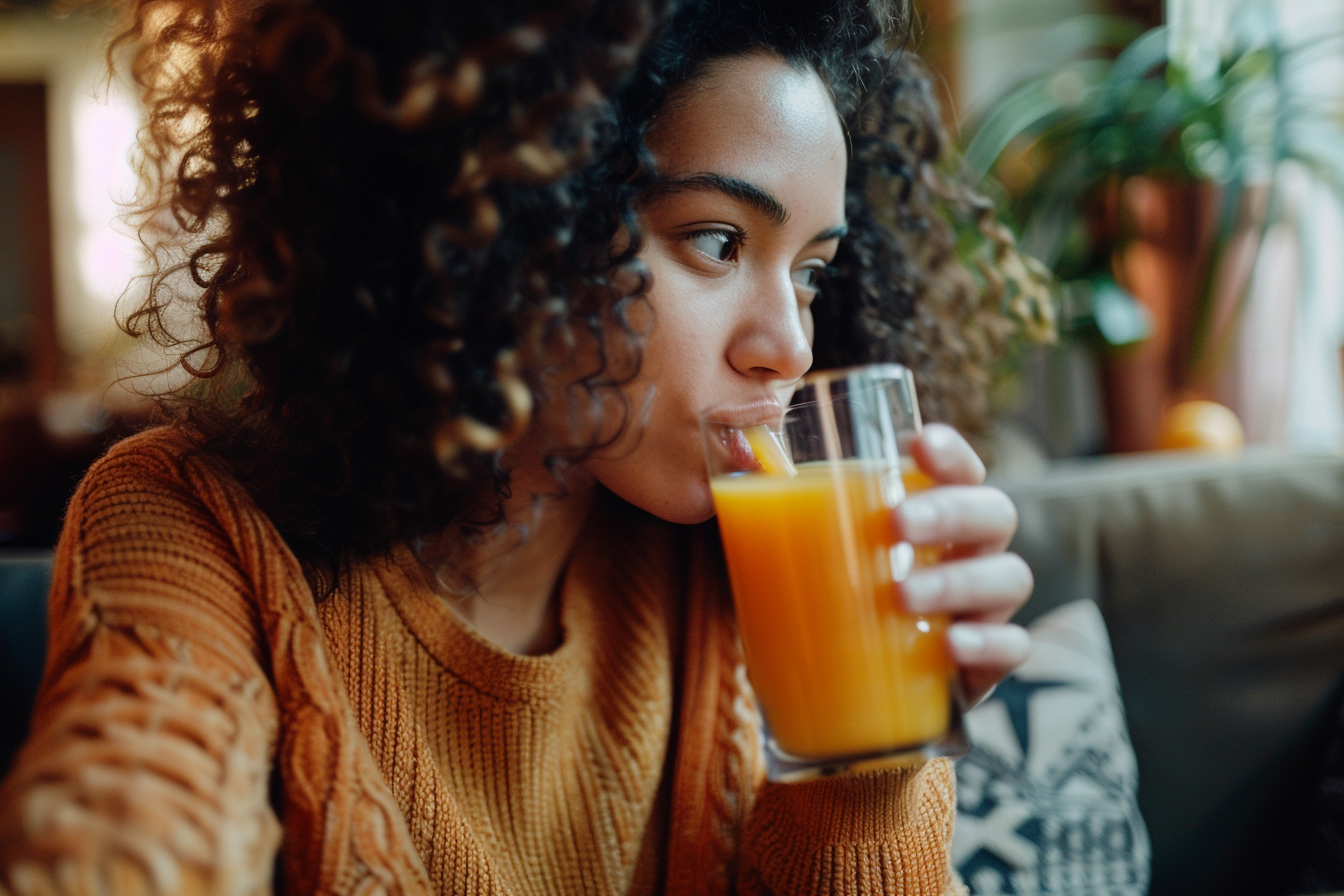 Image gratuite Personne buvant du jus d&rsquo;orange 1