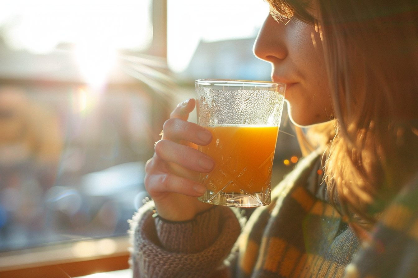 Image gratuite Personne buvant du jus d&rsquo;orange 4