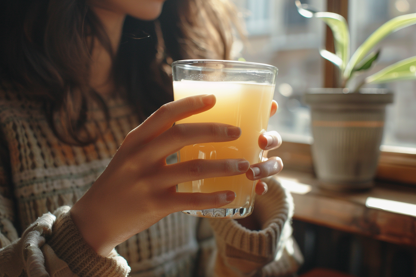 Image gratuite Personne buvant du jus de pomme 1