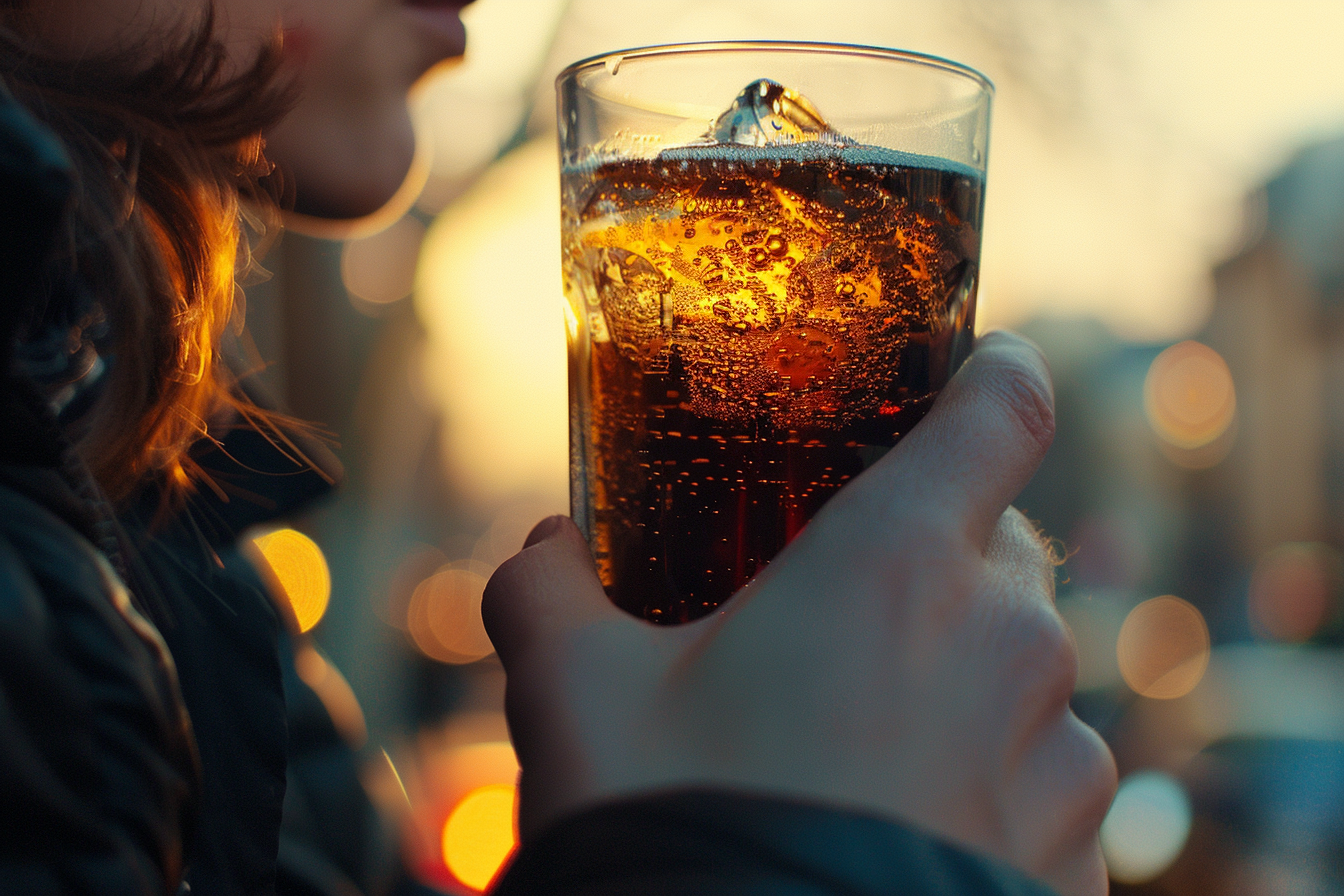 Image gratuite Personne buvant un verre de cola 1