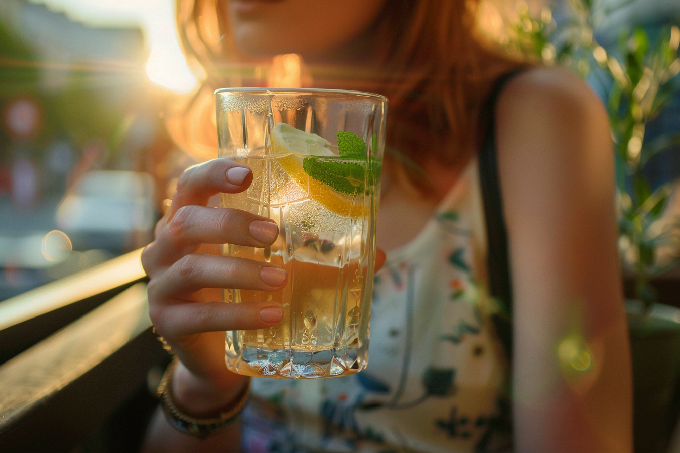 Image gratuite Personne buvant un verre de limonade 1