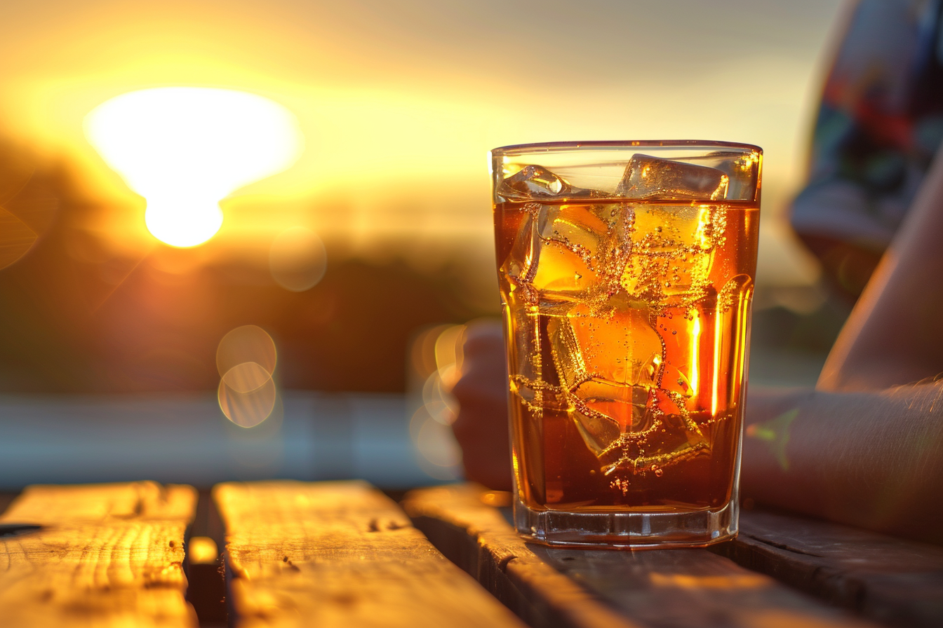 Image gratuite Personne buvant un verre de thé glacé 1