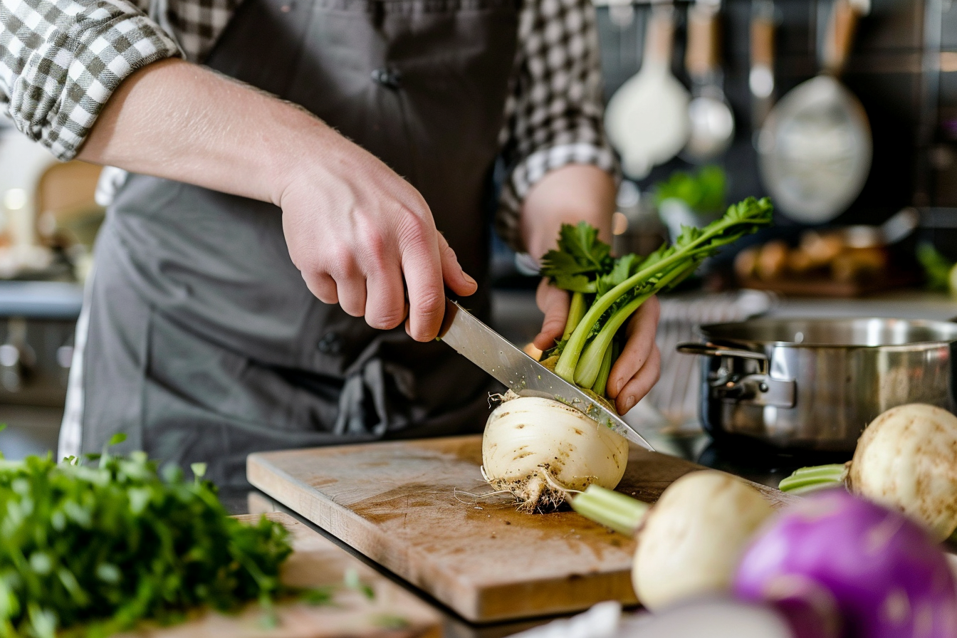 Image gratuite Personne coupant un navet 1