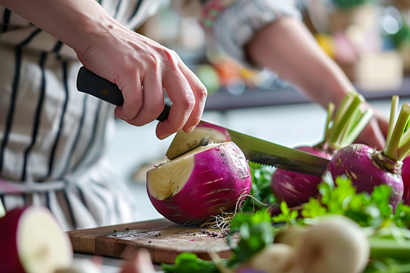 Image gratuite Personne coupant un navet 2