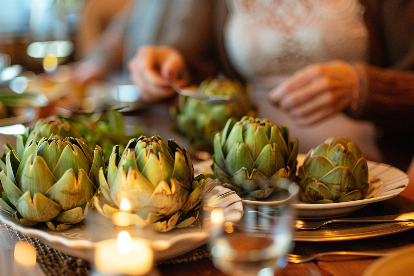 Image gratuite Personne mangeant artichauts à table 1