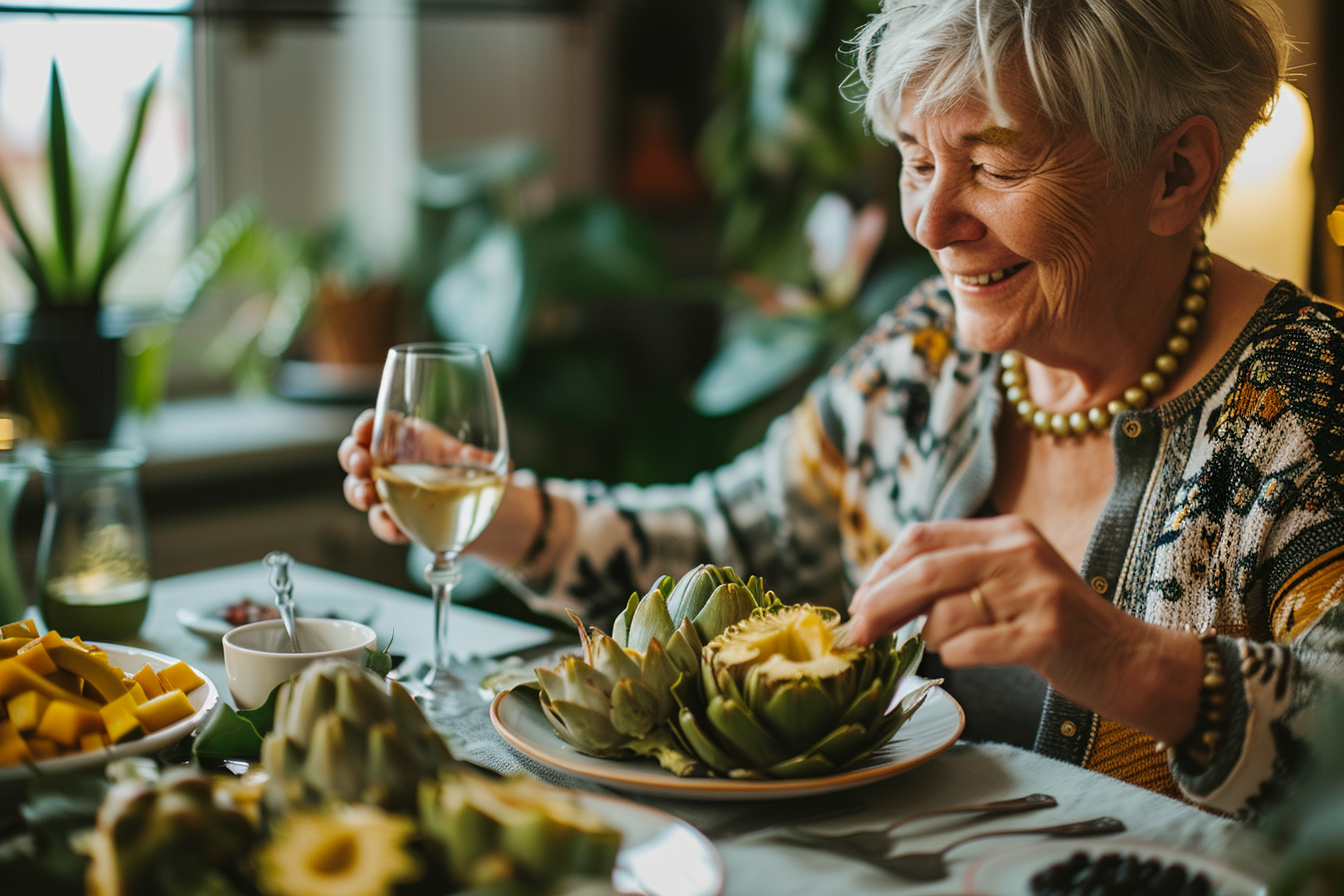 Image gratuite Personne mangeant artichauts à table 3
