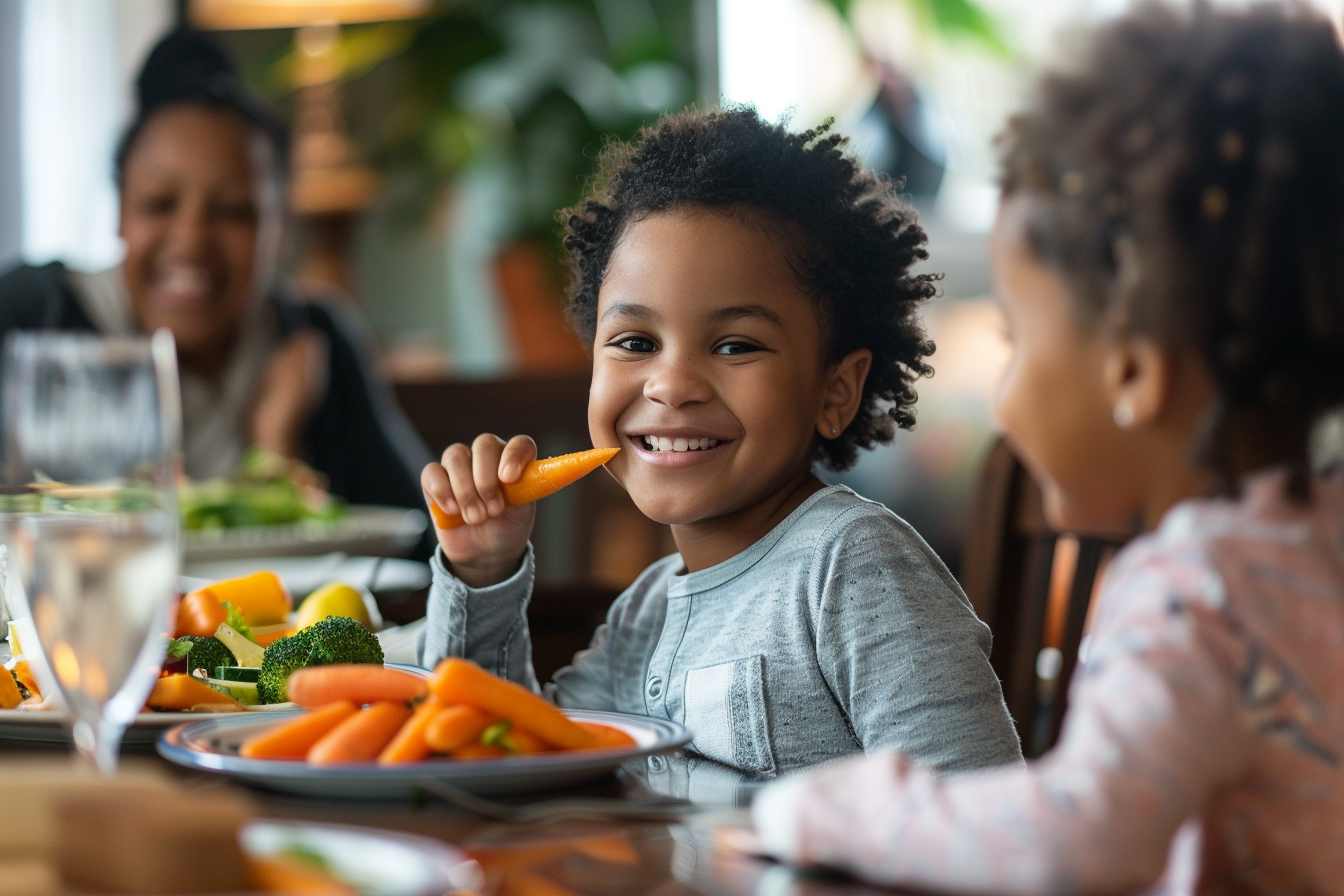 Image gratuite Personne mangeant des carottes à table 1
