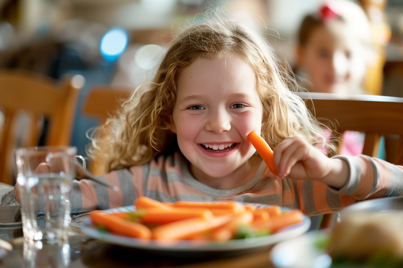Image gratuite Personne mangeant des carottes à table 2