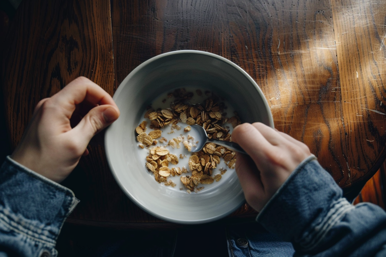 Image gratuite Personne mangeant des céréales et lait 2
