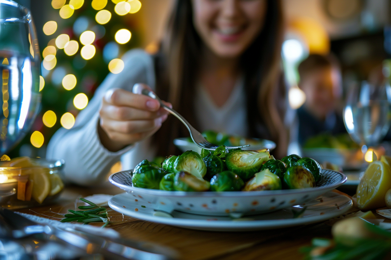 Image gratuite Personne mangeant des choux de Bruxelles 1