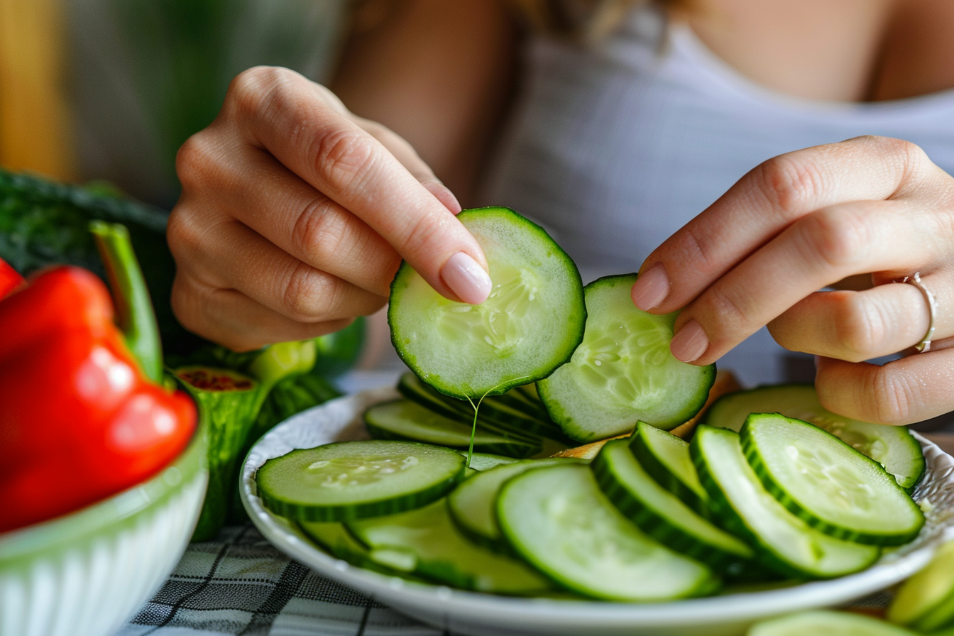 Image gratuite Personne mangeant des concombres 1