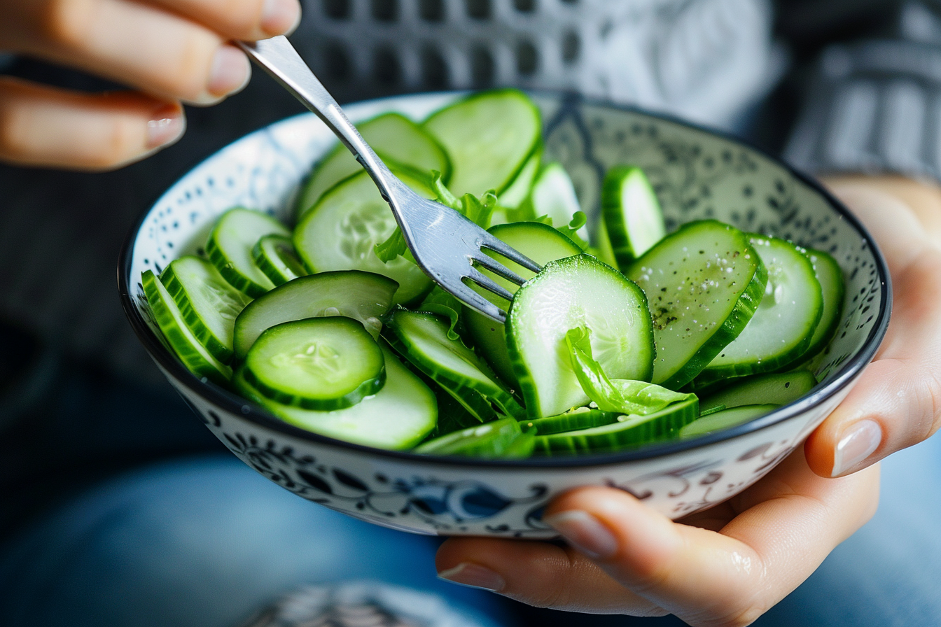 Image gratuite Personne mangeant des concombres 3