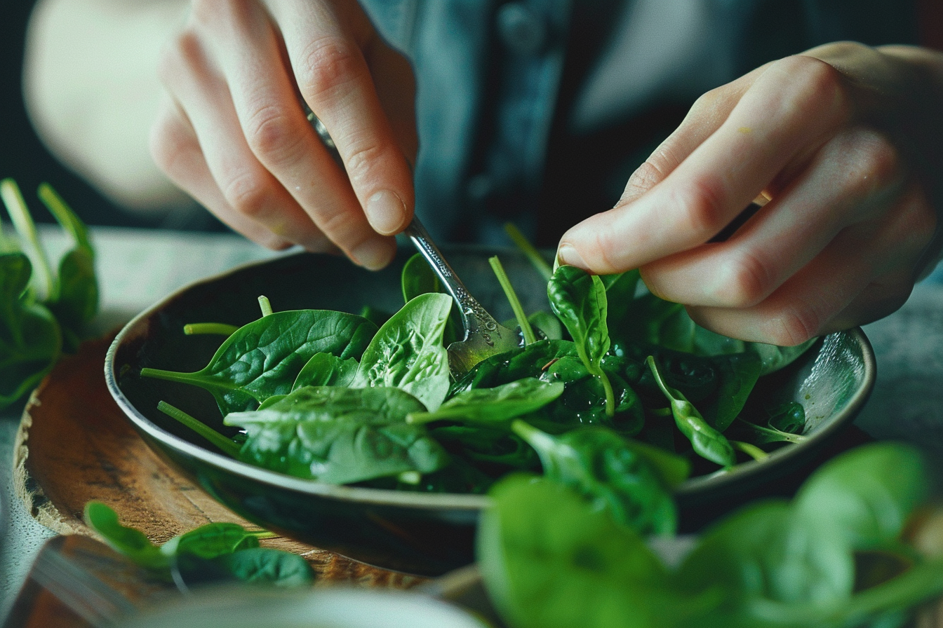Image gratuite Personne mangeant des épinards 2