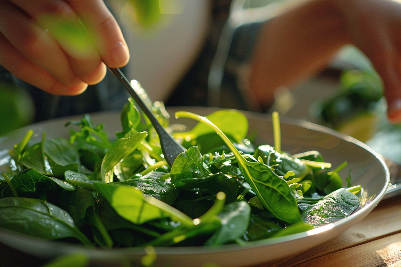 Image gratuite Personne mangeant des épinards 3