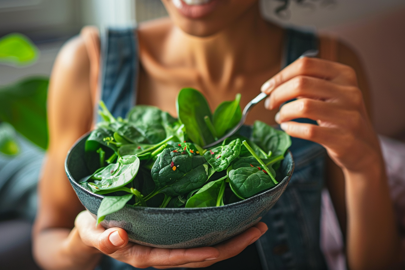 Image gratuite Personne mangeant des épinards 4