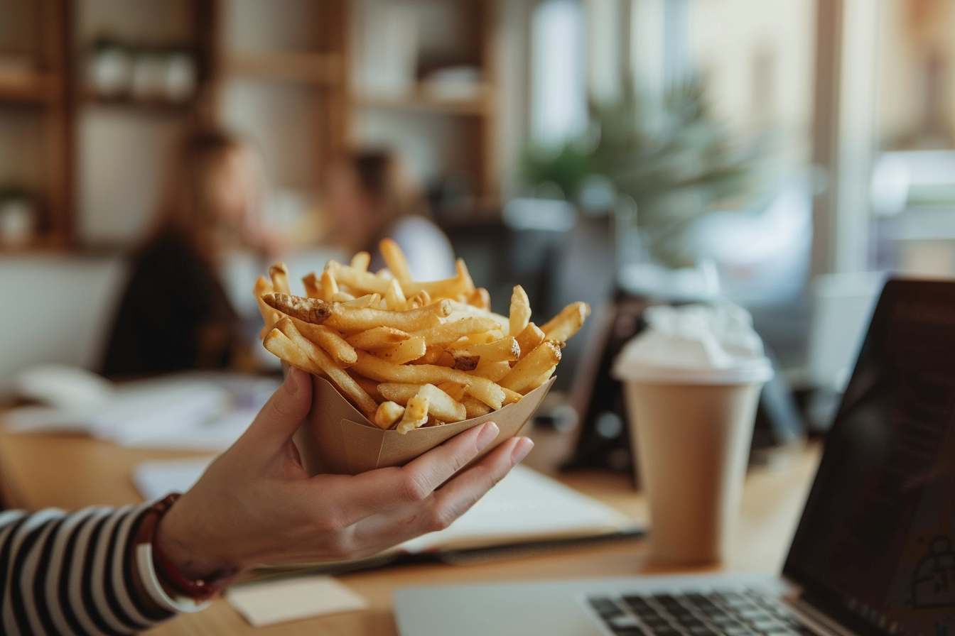 Image gratuite Personne mangeant des frites à la maison 1
