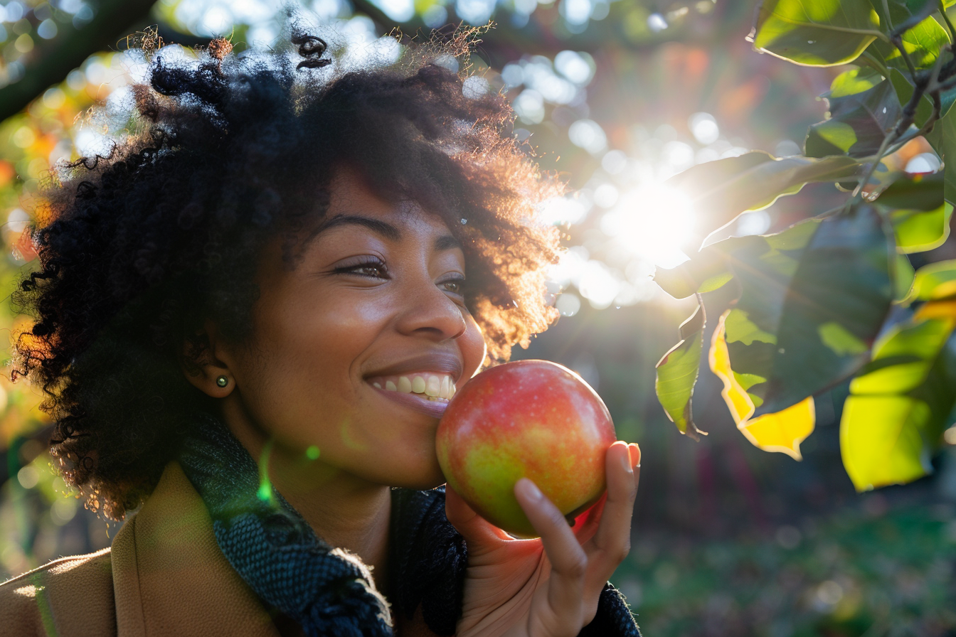 Image gratuite Personne mangeant pomme dans parc 2