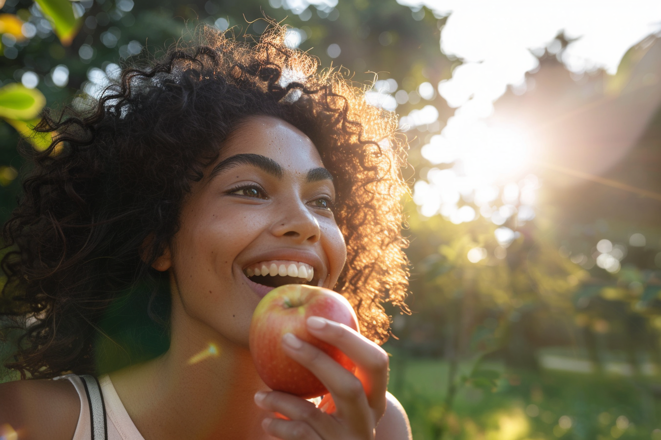 Image gratuite Personne mangeant pomme dans parc 6