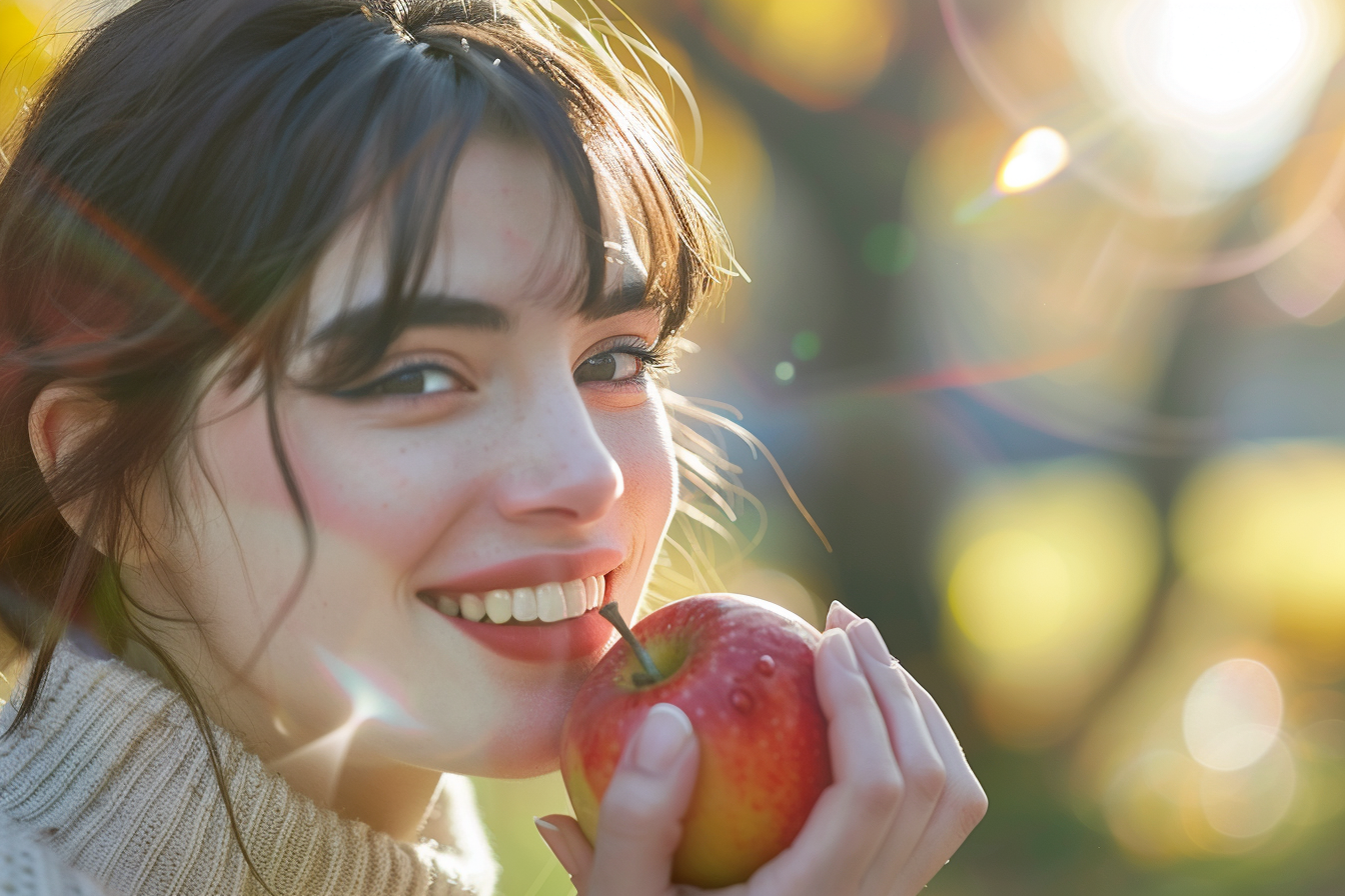 Image gratuite Personne mangeant pomme dans parc 7