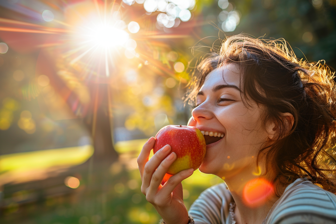Image gratuite Personne mangeant pomme dans parc 8