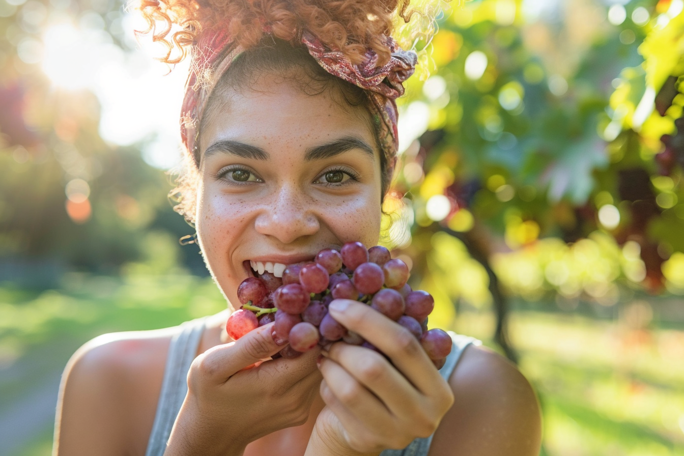 Image gratuite Personne mangeant raisins dans parc 5