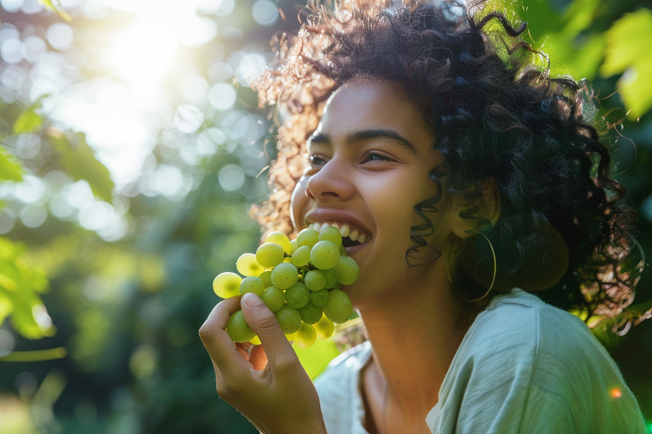 Image gratuite Personne mangeant raisins dans parc 6