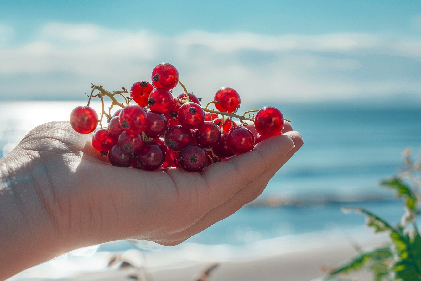 Image gratuite Personne tenant groseilles à la plage 1