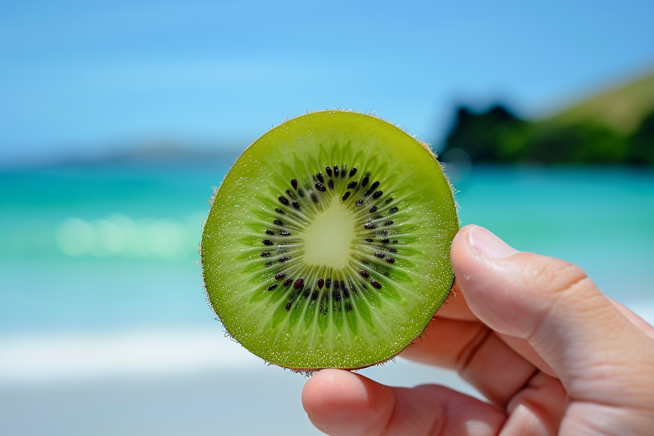 Image gratuite Personne tenant kiwi à la plage 2