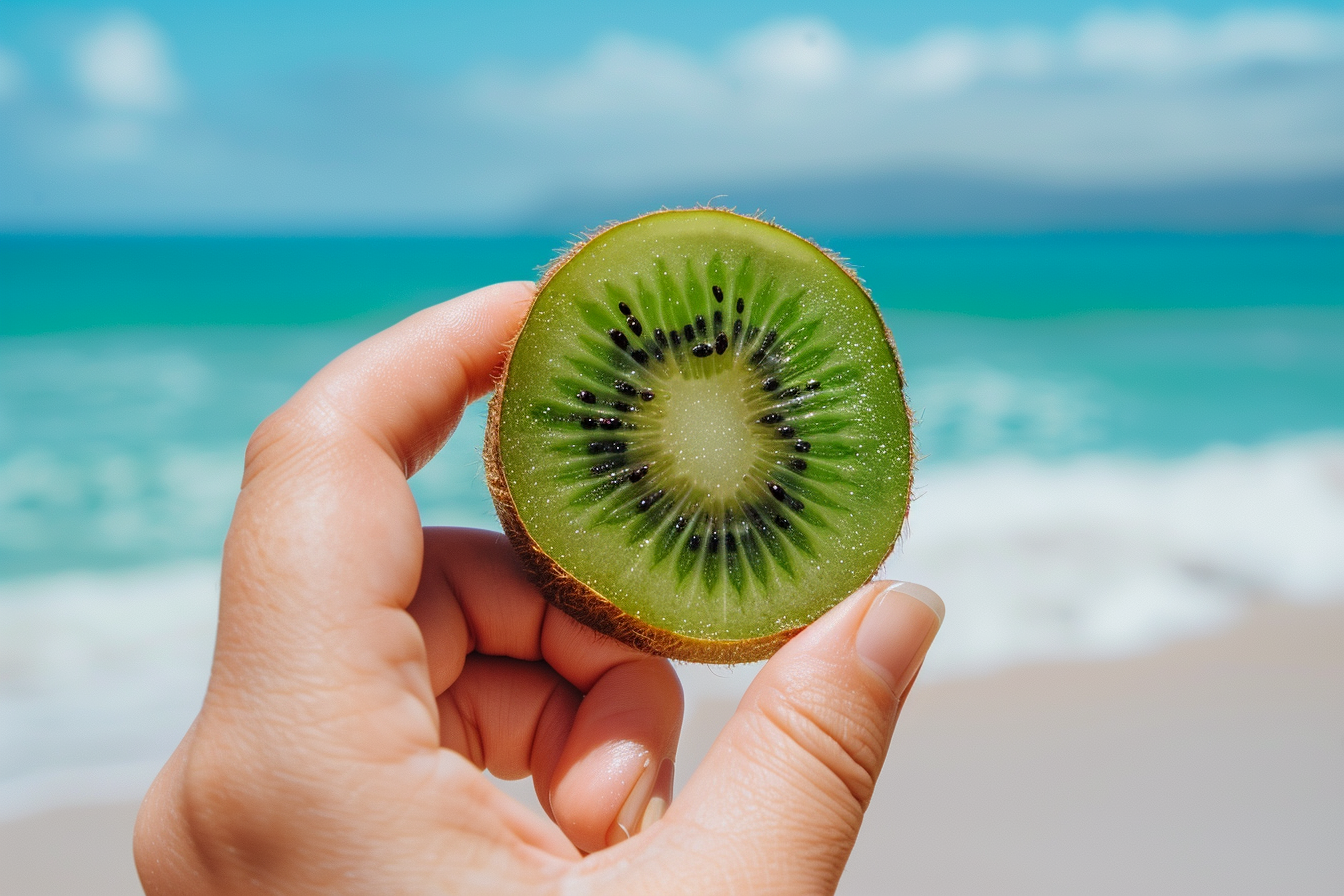Image gratuite Personne tenant kiwi à la plage 3