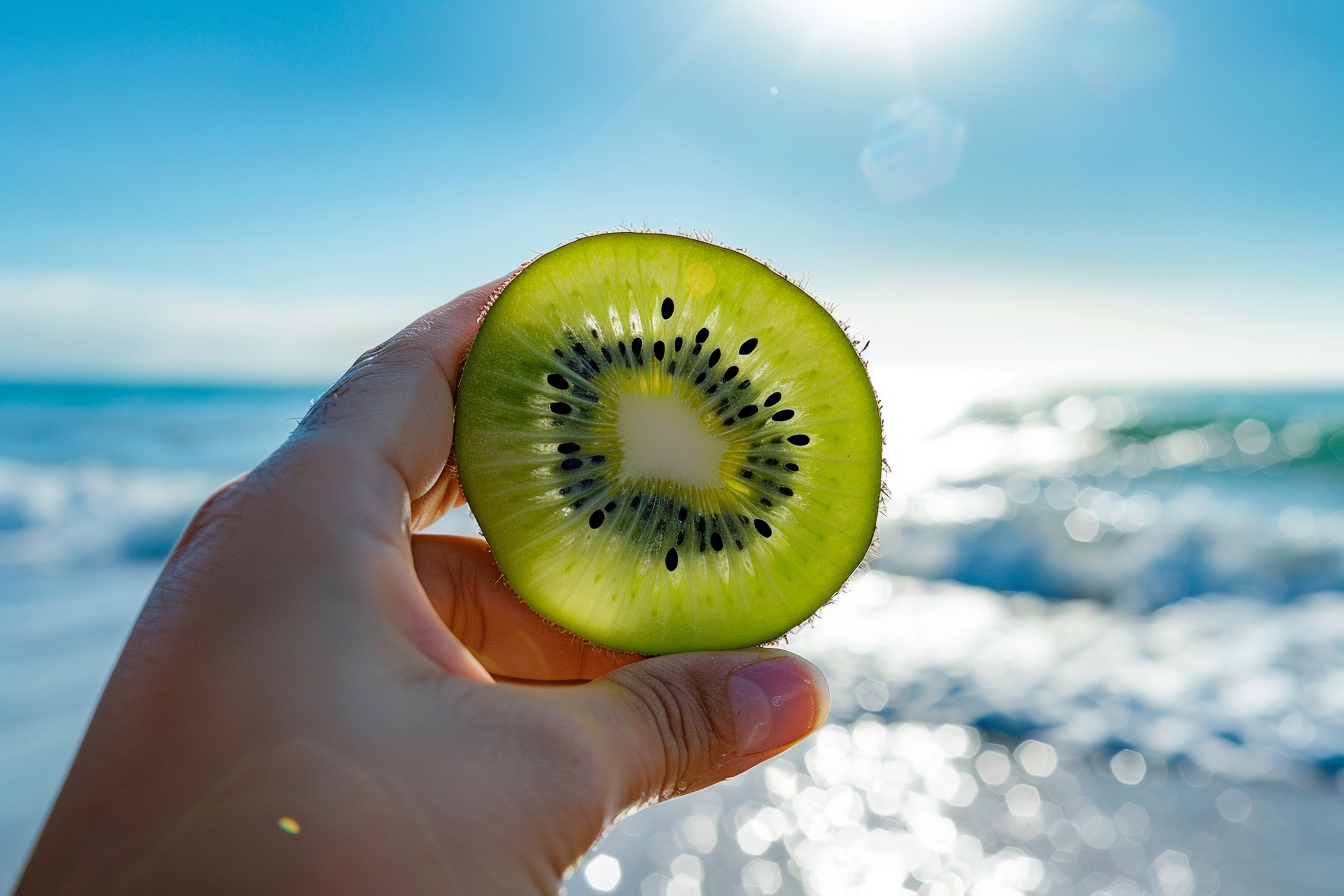 Image gratuite Personne tenant kiwi à la plage 4