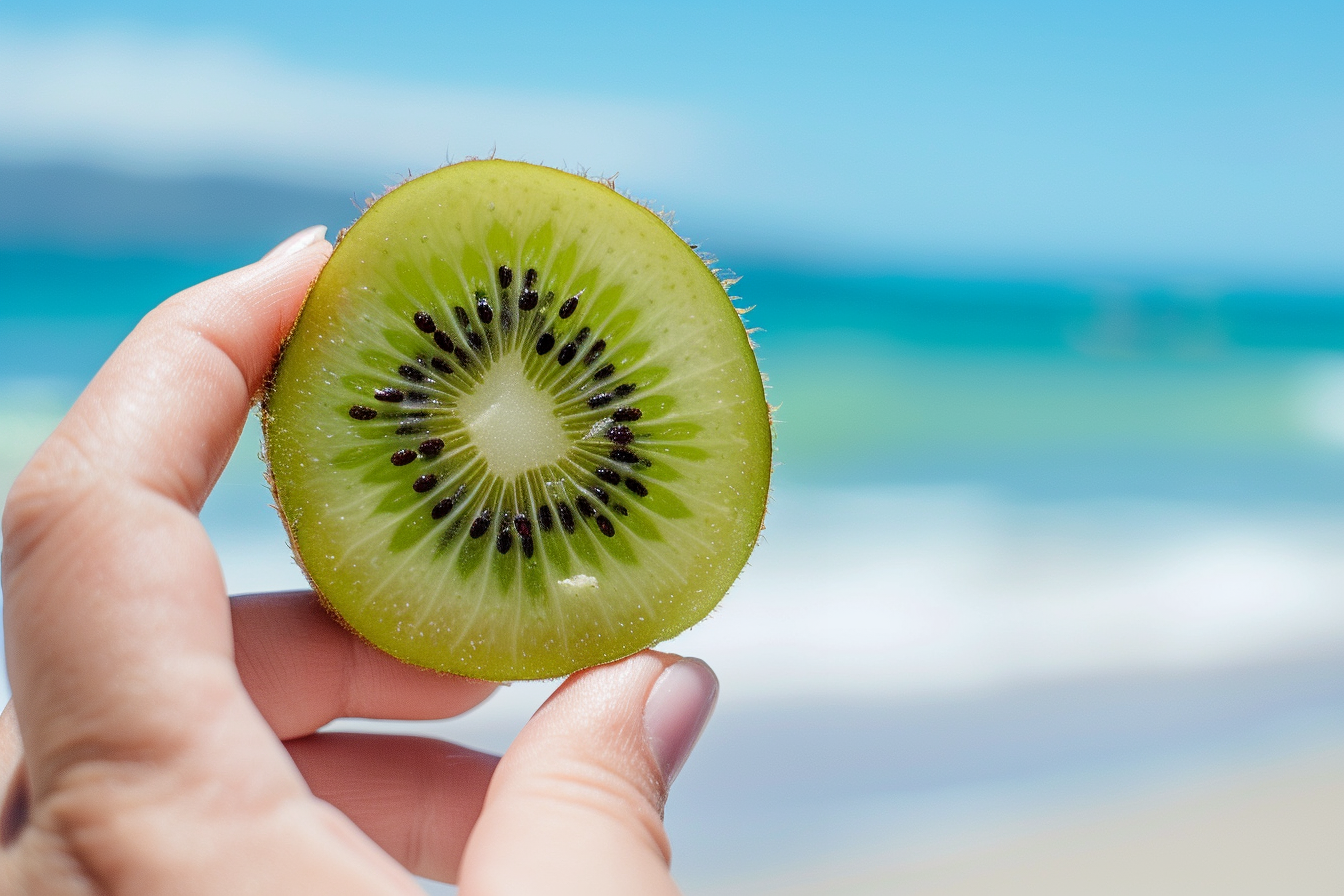 Image gratuite Personne tenant kiwi à la plage 6