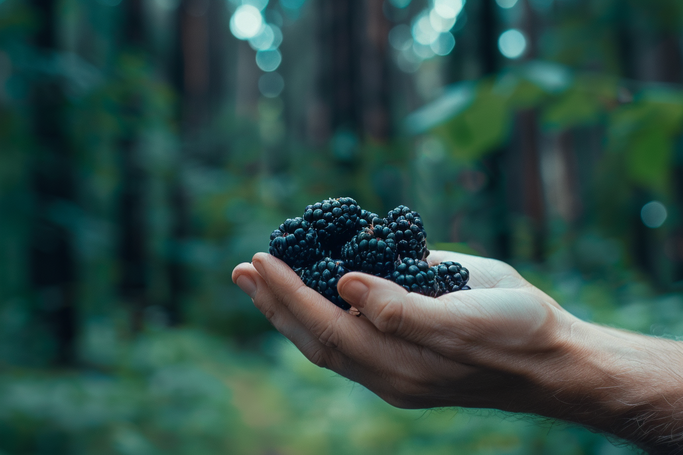 Image gratuite Personne tenant mûres dans forêt 2