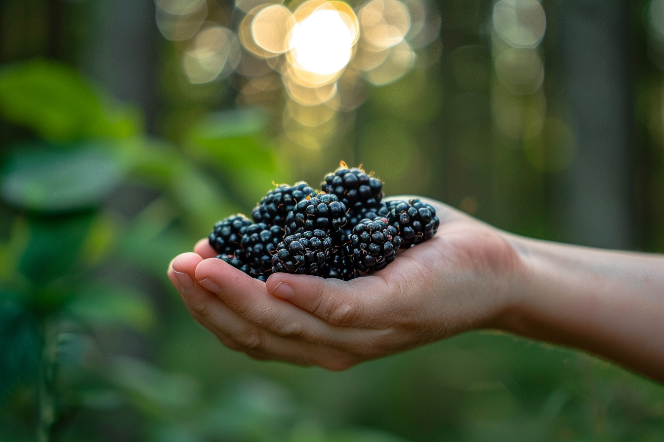 Image gratuite Personne tenant mûres dans forêt 3