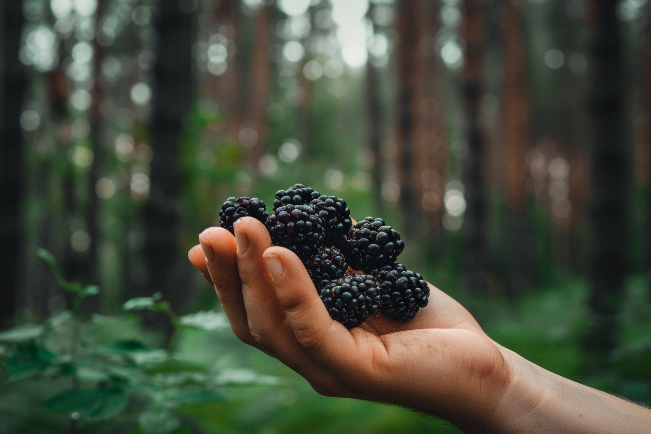 Image gratuite Personne tenant mûres dans forêt 4