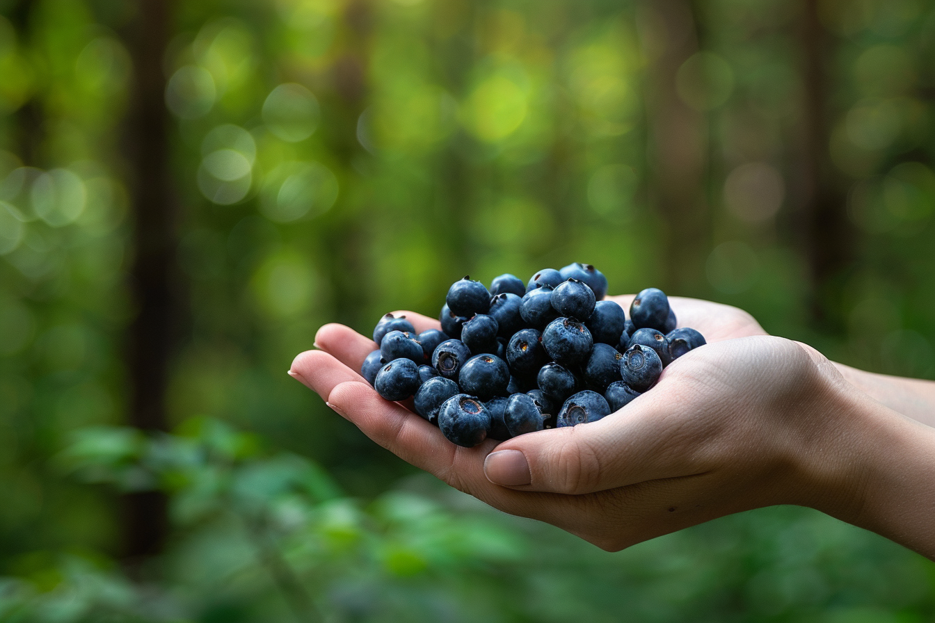 Image gratuite Personne tenant myrtilles dans forêt 2