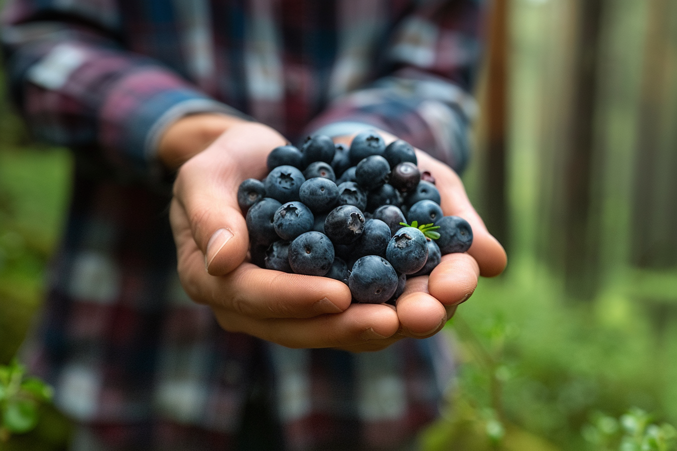 Image gratuite Personne tenant myrtilles dans forêt 3