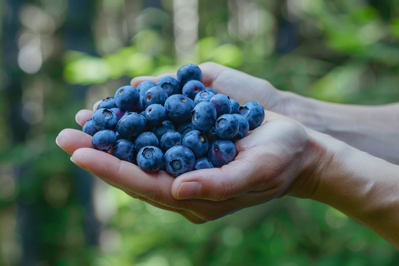 Image gratuite Personne tenant myrtilles dans forêt 4