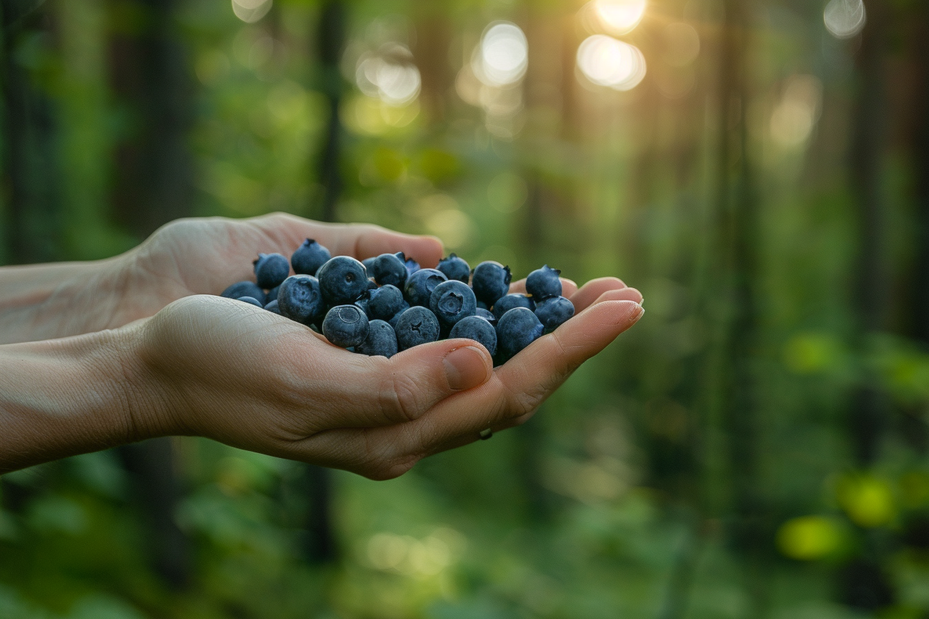 Image gratuite Personne tenant myrtilles dans forêt 5