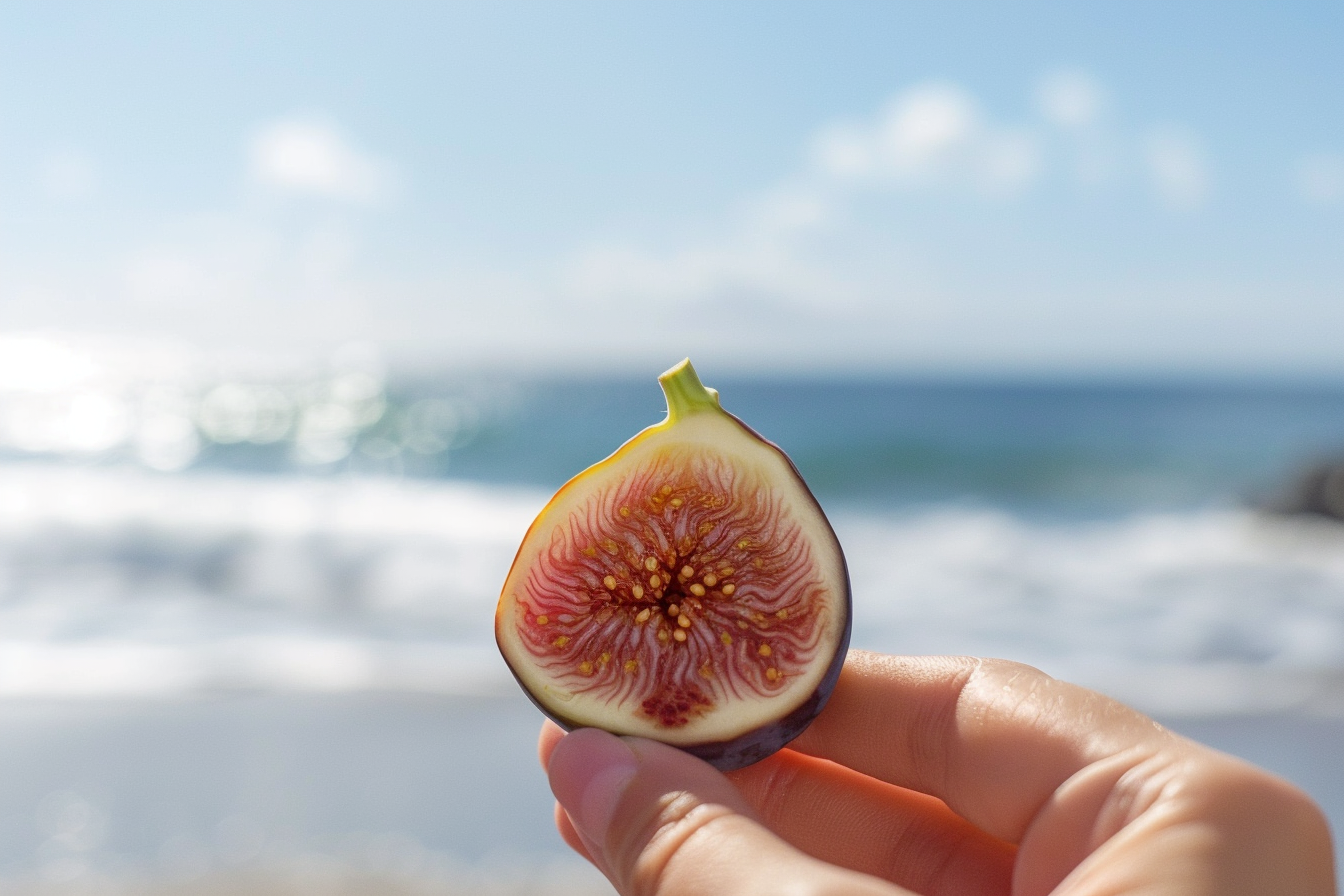 Image gratuite Personne tenant une figue à la plage 4